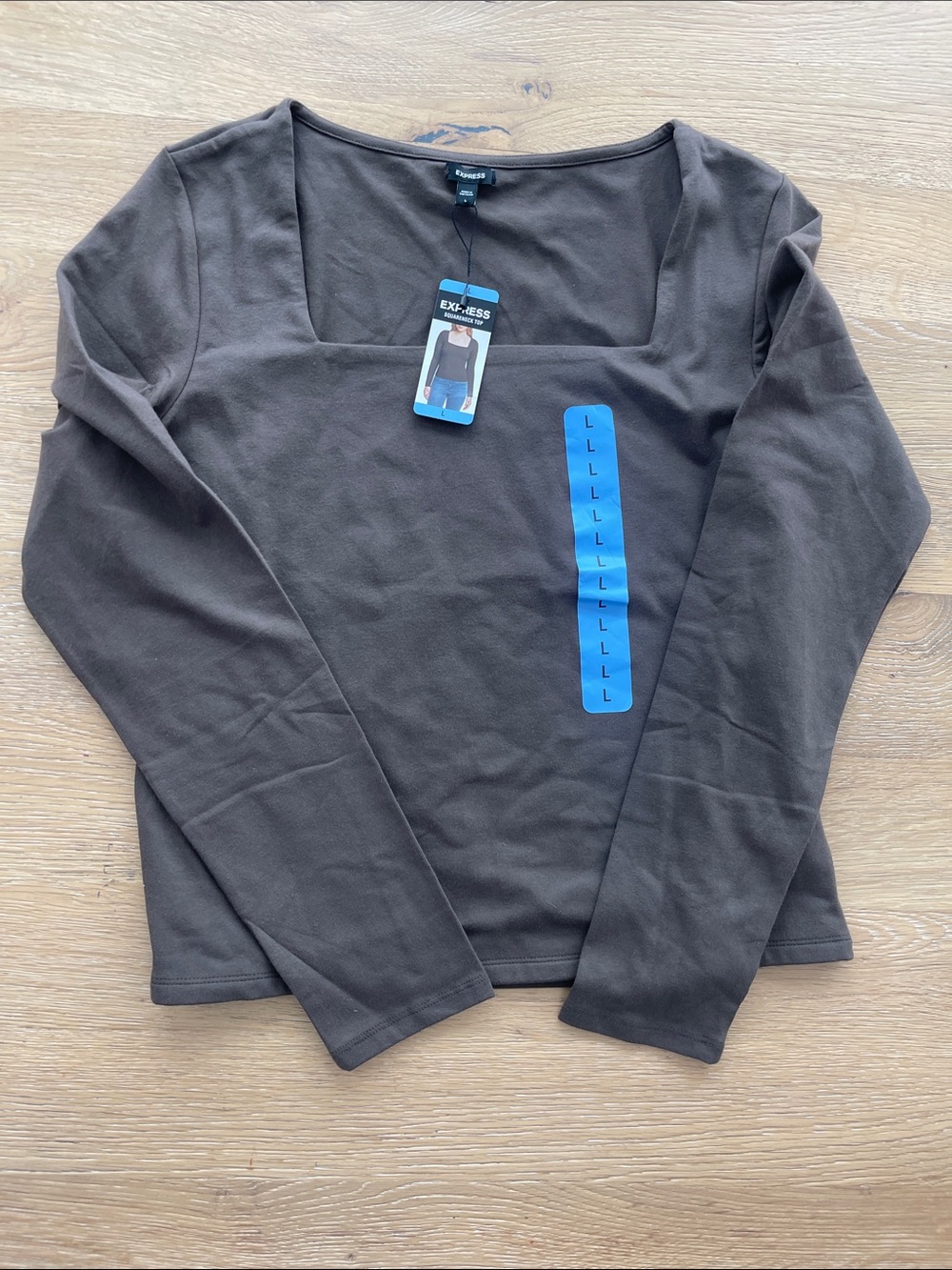 Express Square Neck Long Sleeve‎ Top - Brown